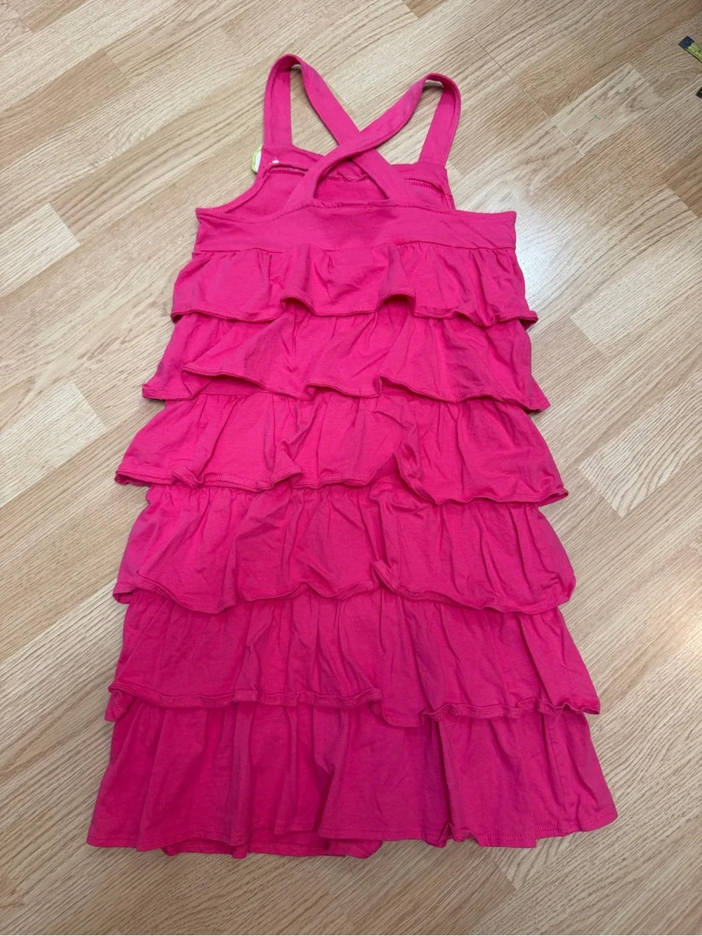 Gymboree Girls 12 Hot Pink Ruffle Sleeveless Dress Tiered Cotton Summer Party